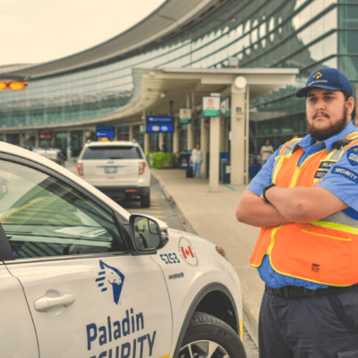 Security guard patrolling an airport